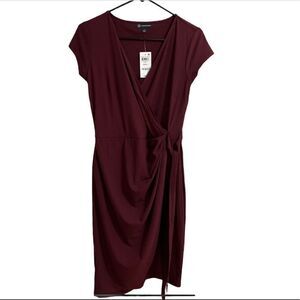 INC cap sleeve faux wrap dress